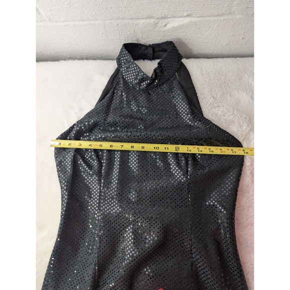 Roberta Vintage Black Sleeveless Sequin Dress Halter Cocktail Evening Sz 13/14 - Picture 7 of 9